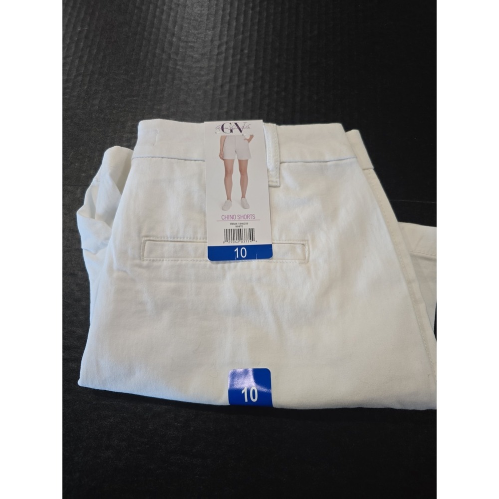Gloria Vanderbilt Chino Shorts Womens Size 10 White Stretch Twill‎ Midrise 5" In